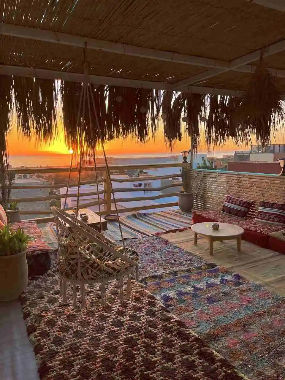 natural surf house morocco roof top sunset