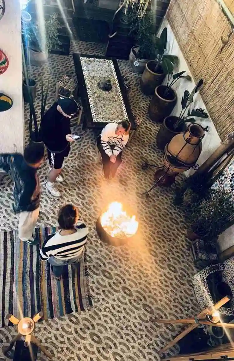 natural surf house morocco fire terrasse dinner meals