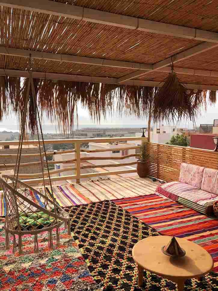natural surf house morocco roof top sunset