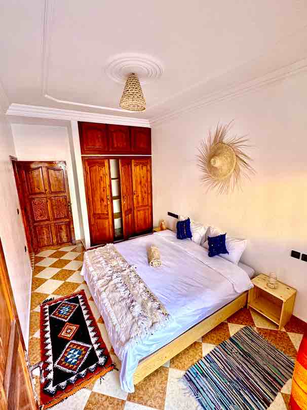 natural surf house morocco room bed